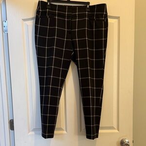 LOFT Black Skinny Pants with White Grid Pattern